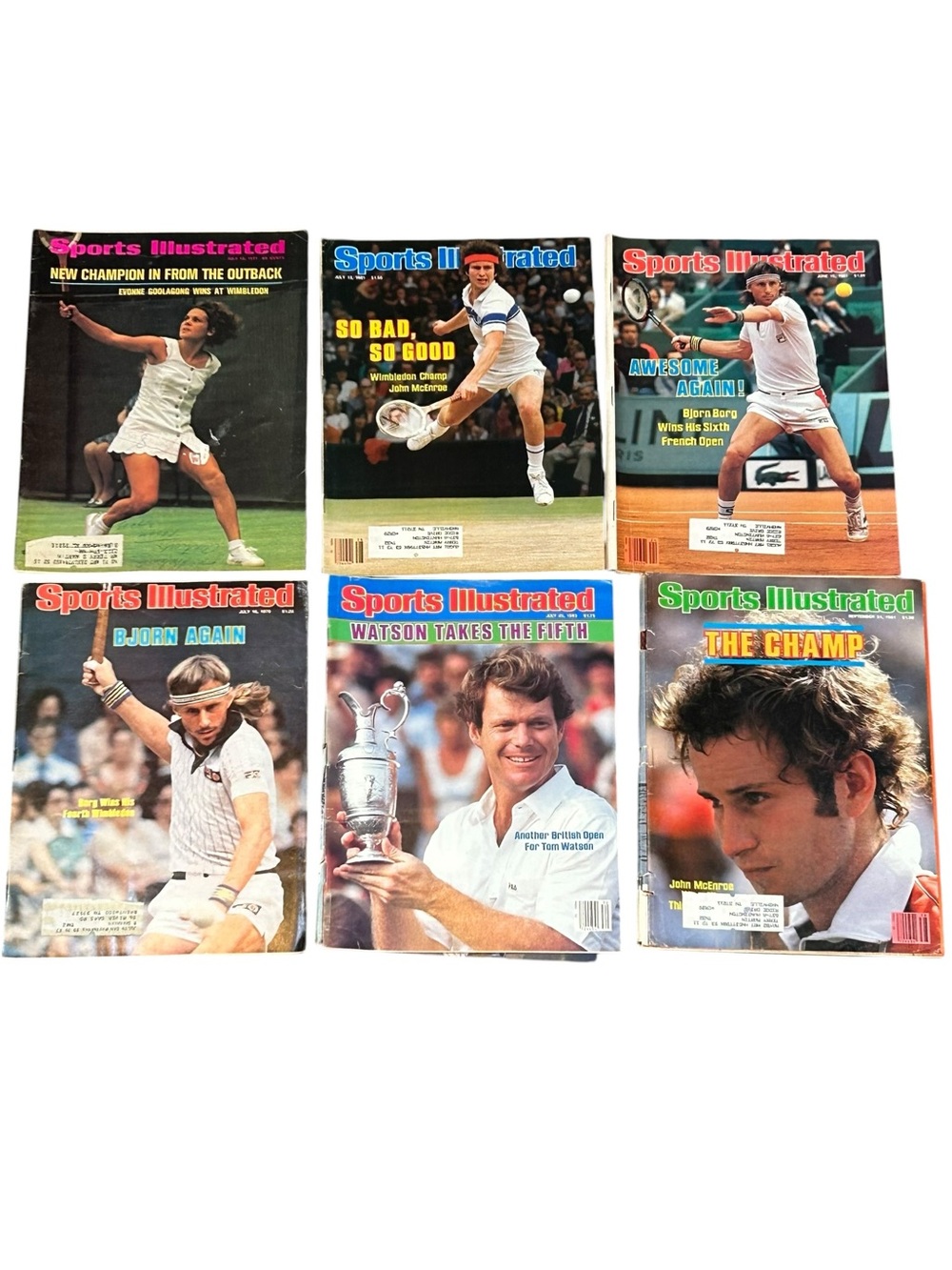 Sports Illustrated Tennis Magazine Lot McEnroe Borg Watson Goolagong Vintage